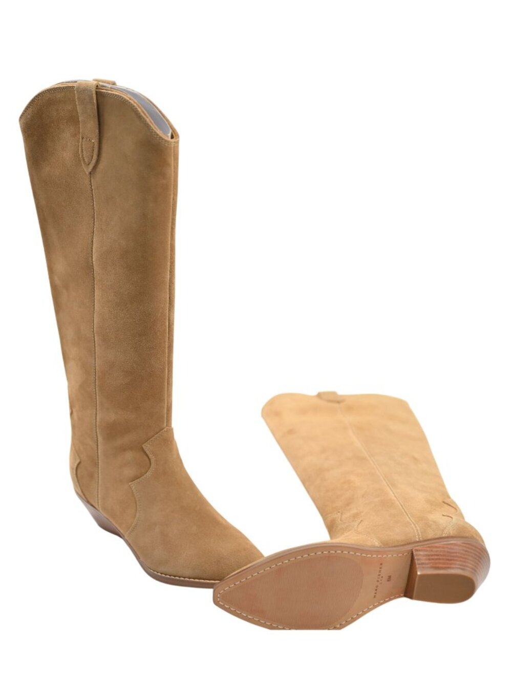 Marc Fisher Ander Leather Western Boots in Medium Natural Suede